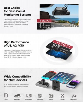 ����� ������ VIOFO 512GB Industrial Grade microSDXC U3 A2 V30
