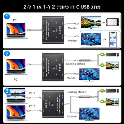 ��� USB TYPE C 3.1 GEN2 �� ������  USB C BI-DIRECTIONAL SWITCH | ���� �� 8K | ����� 100W PD | ��� 10Gbps | �� ��� ����