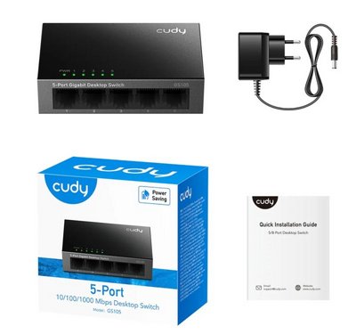 ��� ��� Gigabit �� 5 ������ RJ45 - CUDY GS105 - ���� ����