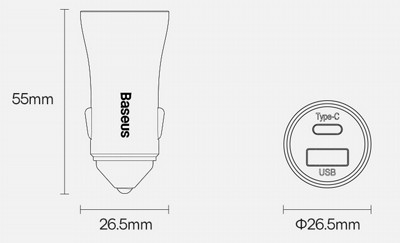 ���� ��� BASEUS 60W TYPE C PD + USB - ���� ����� ����� ������� ���, ������, HUAWEI, ����� ����.