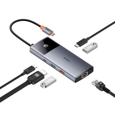 ���� ����� BASEUS 4K ������ USB 3.2 TYPE C -6 in 1 - ���� HDMI, ��� GIGABIT, ������ USB3.2 GEN2 ������ PD
