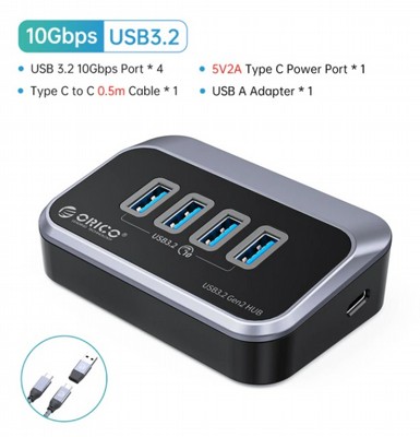 ���� USB 3.2 GEN2 ������ �� 4 ������  ORICO -  ���� 10Gbps