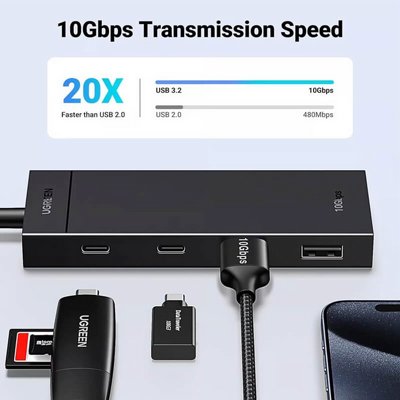 ���� USB-C / ���� USB 3.2 Gen2 �� 2 ������ USB-C ��2 ������ USB-A ������� 10Gbps ��� UGREEN 35583 CM806