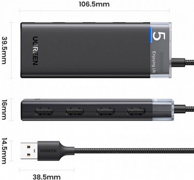 ���� USB 3.2 Gen1 �� 4 ������ ������ ���� ������ UGREEN CM653