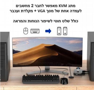 ����� ����� VGA KVM �-2 ������ ����� ����� ��� VGA+ USB - ���� 1080P 60Hz
