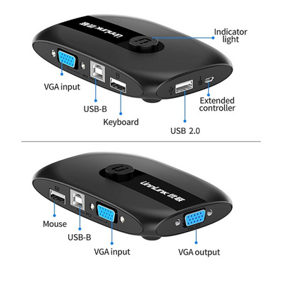 ����� ����� VGA KVM �-2 ������ ����� ����� ��� VGA+ USB - ���� 1080P 60Hz