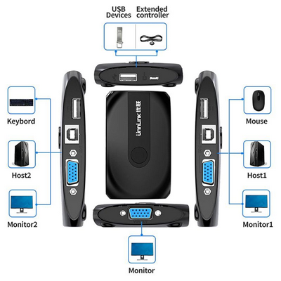 ����� ����� VGA KVM �-2 ������ ����� ����� ��� VGA+ USB - ���� 1080P 60Hz