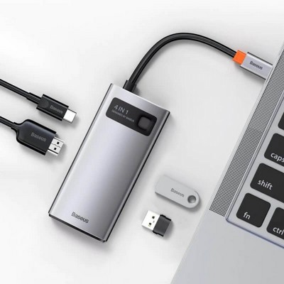 ���� ����� BASEUS ������ USB TYPE C -4 in 1 - ���� HDMI, USB2.0, USB3.0 ������ PD