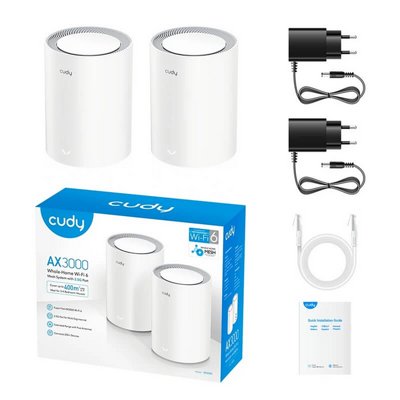 ����� Mesh WiFi 6 AX3000 �� 2 ������ Cudy M3000 (2-Pack) � ����� 2.5GbE ��� �����