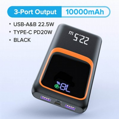 ����� ����� POWERBANK ������� 10000mAh  - ���� ����� ����� PD � QC3.0 - �� �������