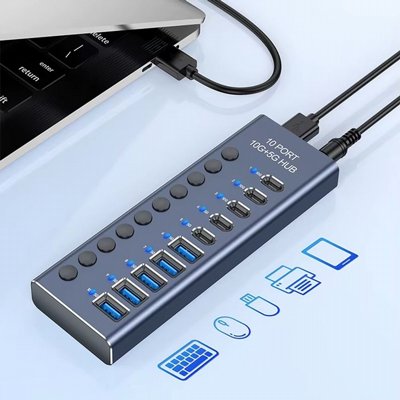 ���� USB �� 10 ������ USB-A �-USB-C ������� �� 10Gbps |  ��� USB HUB 985F