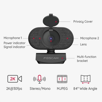 ����� ������� 4MP 2K WEBCAM �� �������� ���������� ����� - FOSCAM W41 - ����� USB