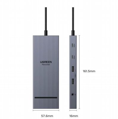 ���� ����� UGREEN ������ USB TYPE C -12 in 1 - ���� 3 ������ ���� 4K 60HZ, ����� ��� GIGABIT ETHERNET, ������  3.2 USB, ���� �������, ������ PD