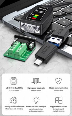 ��� ���� USB-A / USB-C �-RS232, RS422 �-RS485 ����� 1.5 ��� DTECH IOT5068A