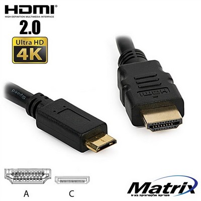 ��� ���� HDMI �- HDMI to Mini HDMI / HDMI ���� 1.8 ���, ���� ��� 2.0 - 4K ULTRA HD