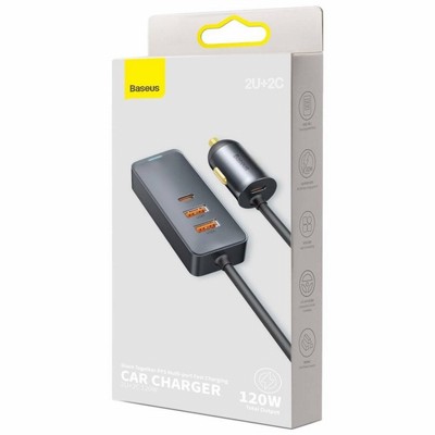 ���� ����� ���� BASEUS �� 4 ������ -  2X TYPE C �  2X USB - ���� ���� 120W