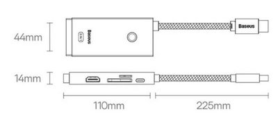 ���� ����� BASEUS ������� ������ USB TYPE C -6 in 1 - ���� HDMI, ���� �������, ������ USB3.0 ������ PD